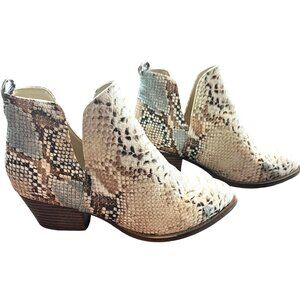 Chinese Laundry Snake Print Ankle Booties Boots Block Heel Zip Up Western SZ 6‎